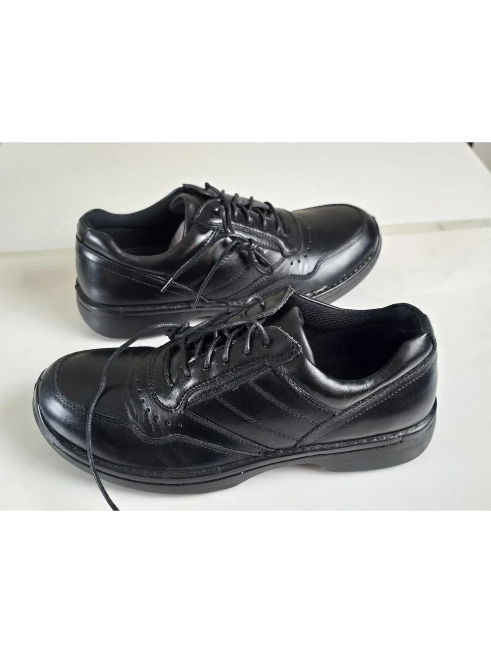 Soft Stags Mens 8.5D Black Faux Leather Work Shoes Walking Oxford Sneaker Casual